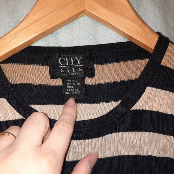 City Silk knit short sleeve striped top - Picture 2 of 3